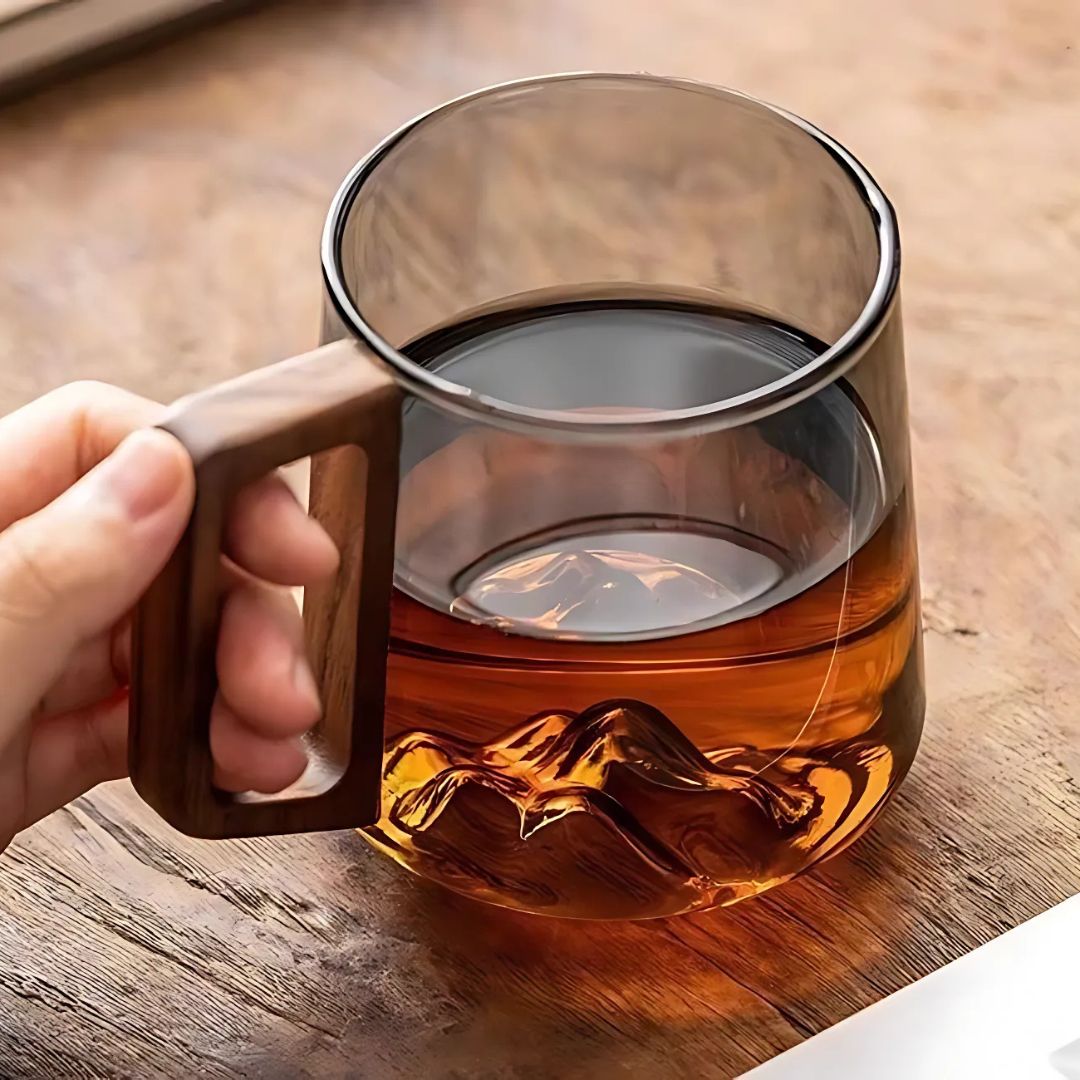Guanshan Glass Cup with Wooden Handle