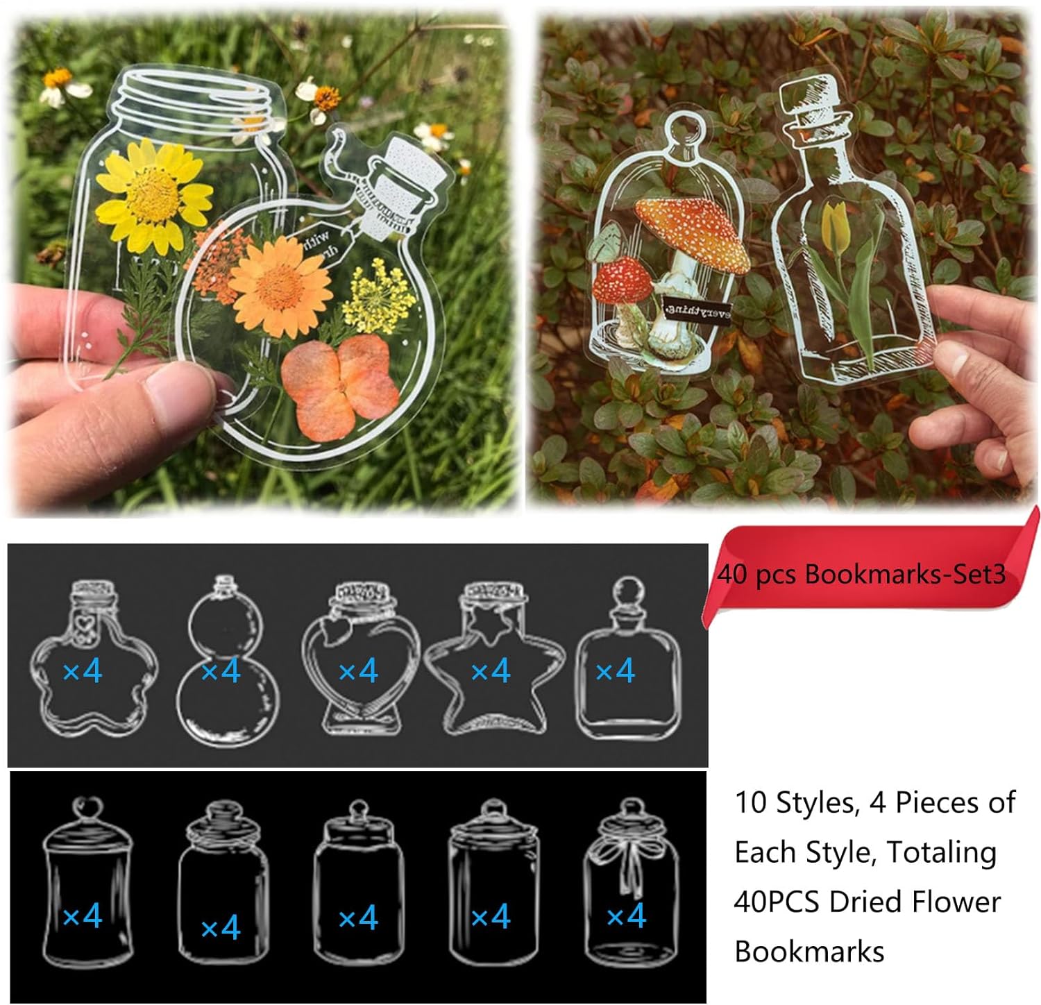 Woyuosn Transparent Dried Flower Bookmarks