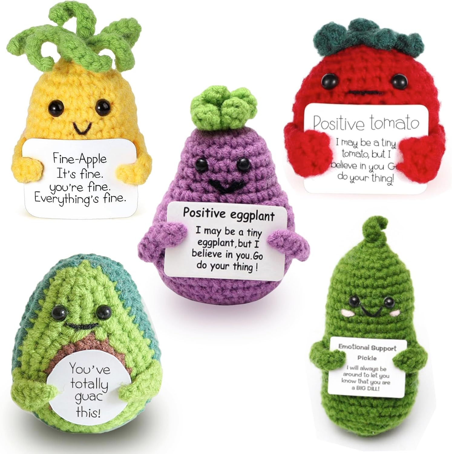 Crochet Positive Fruit,5 Pcs Funny Positive Fruit