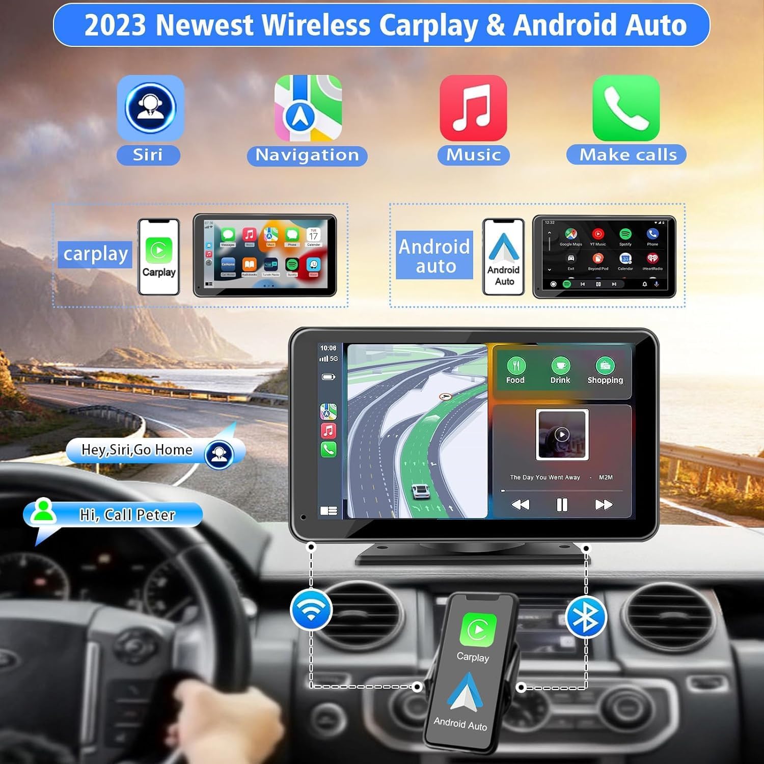 Wireless CarPlay & Android Auto 7" Touch Screen Car Stereo