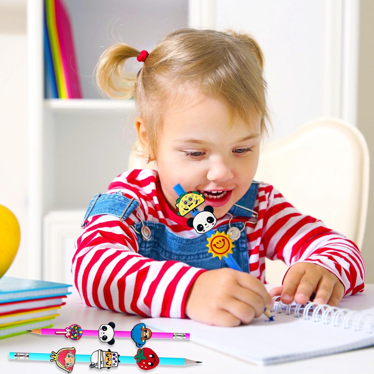 100 Pcs Cute Pencil Topper Decoation