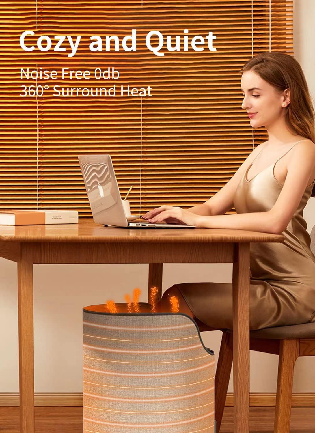 Compact and Silent 360° Personal Desk Heater with Safety Features