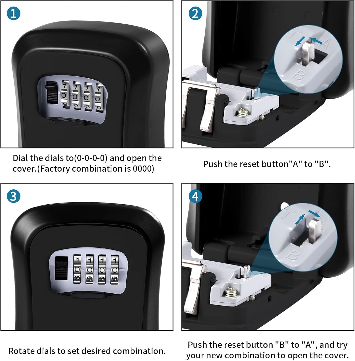 Key Safe Wall Mounted-Key Lock Box with 4 Digit Combination