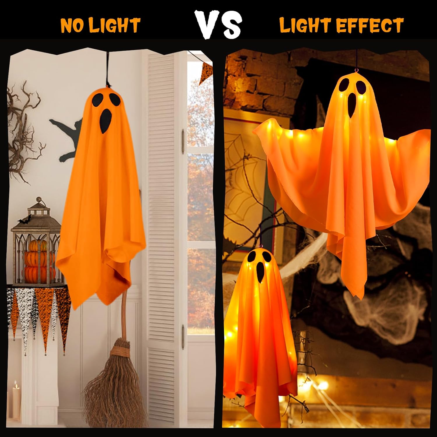 Halloween Ghost Decorations 4 Pack Hanging LED Light Up Outdoor Indoor