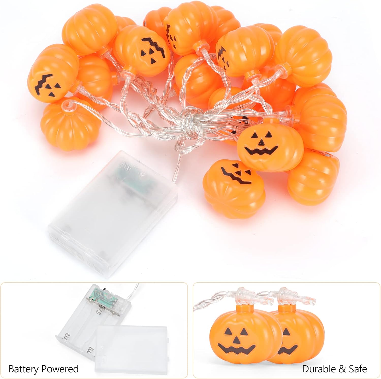 Halloween Pumpkin String Lights 3m 20 LED Indoor Outdoor Decoration