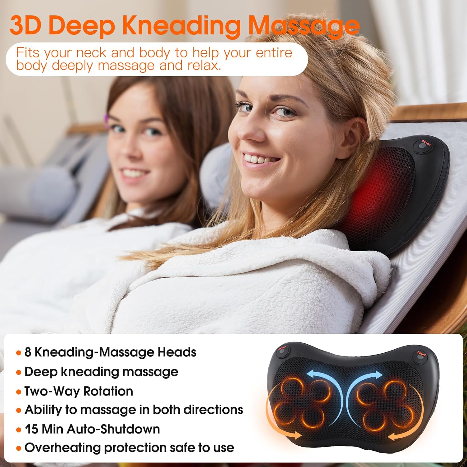Neck Back Massager Pillow with Heat
