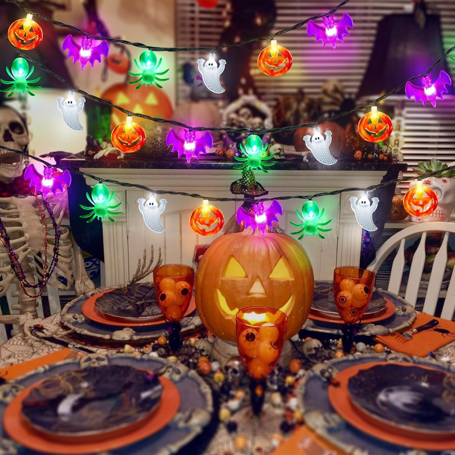 Halloween Pumpkin Lantern String Lights 20 LED Battery Powered 3M