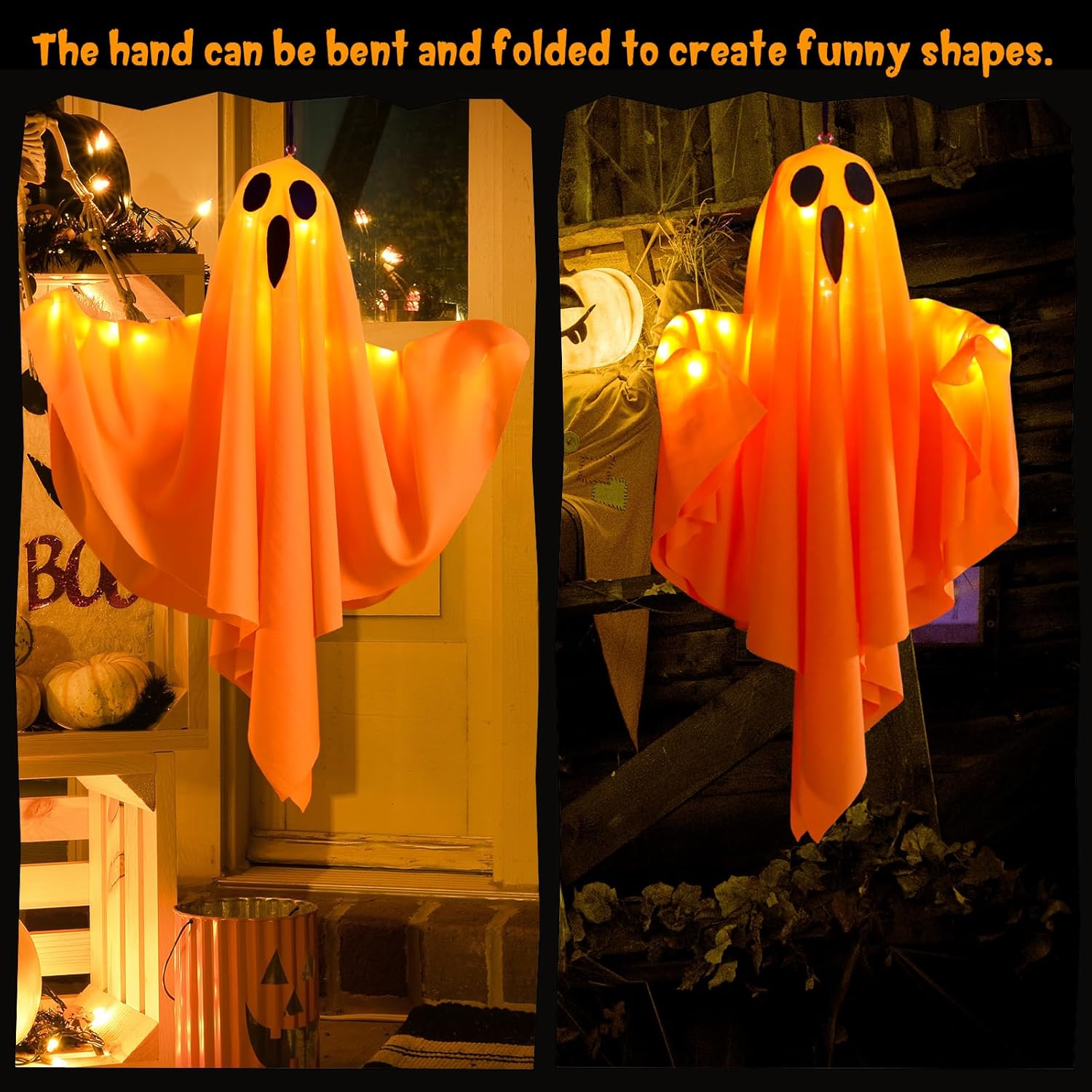 Halloween Ghost Decorations 4 Pack Hanging LED Light Up Outdoor Indoor