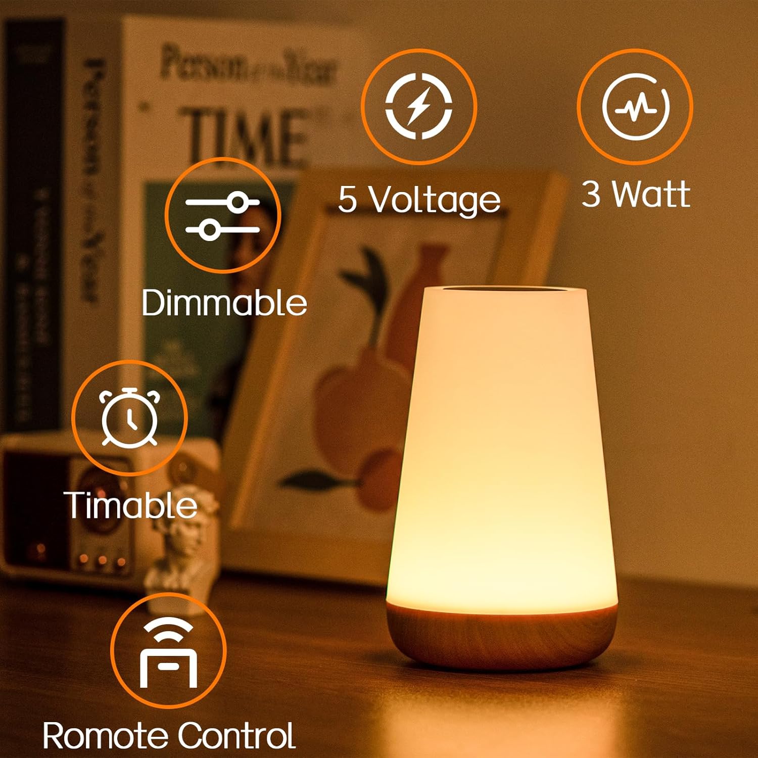 Night Light, LED Touch Bedside Table Lamp, 13 RGB Colours Changing