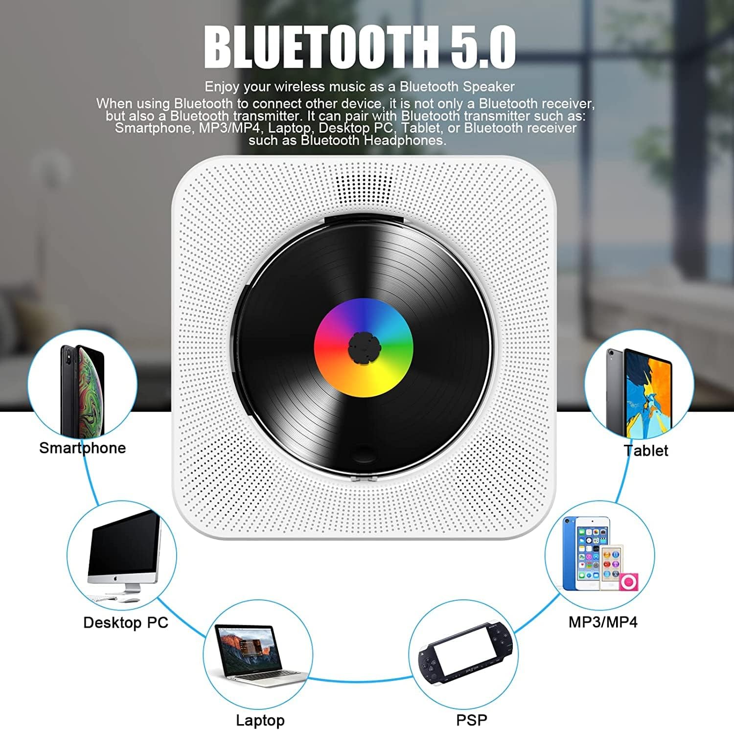 Portable Bluetooth Desktop CD Player