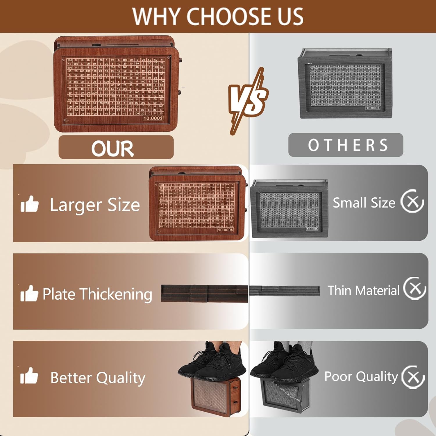 Cash Vault Wooden Savings Box