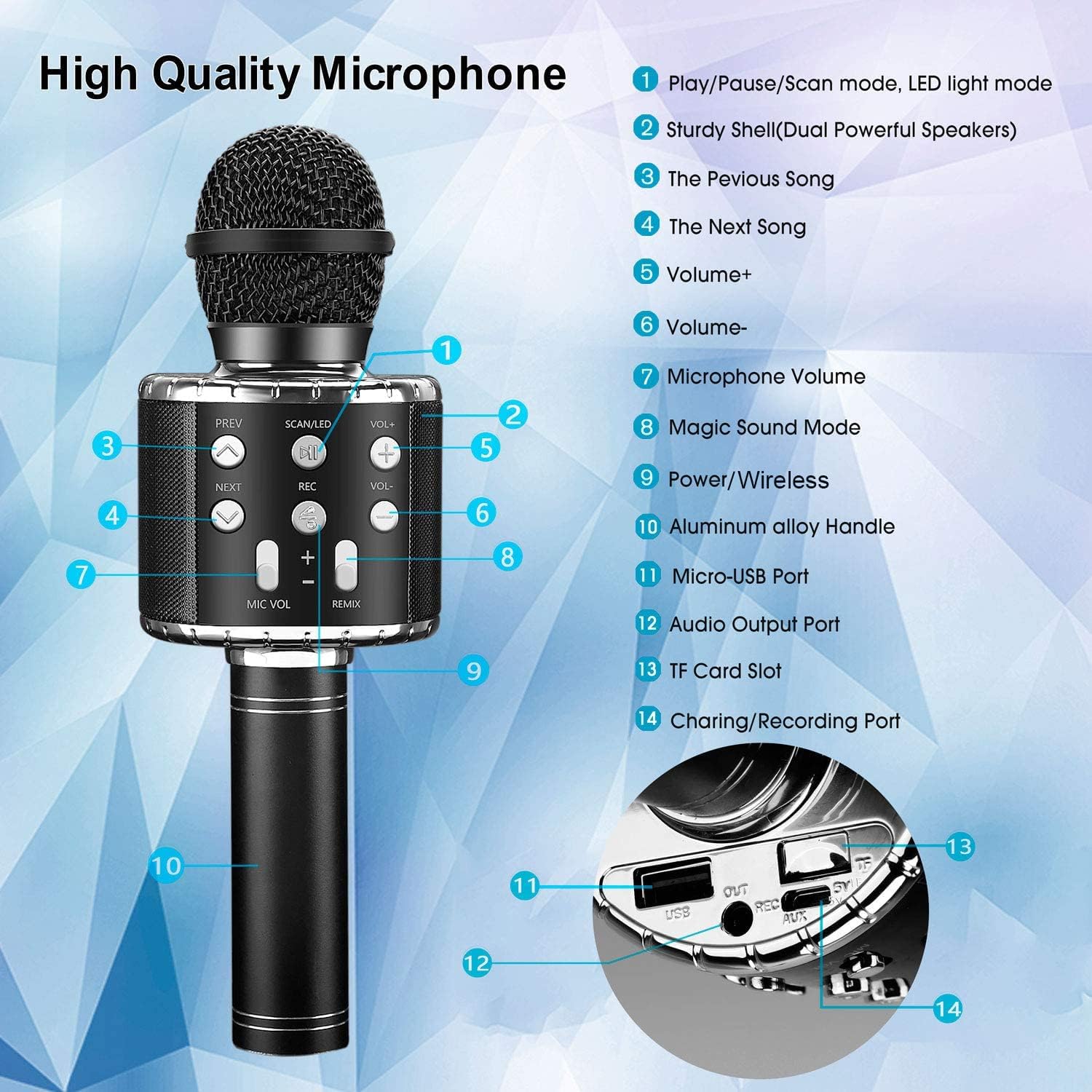 4 in 1 Karaoke Wireless Microphone