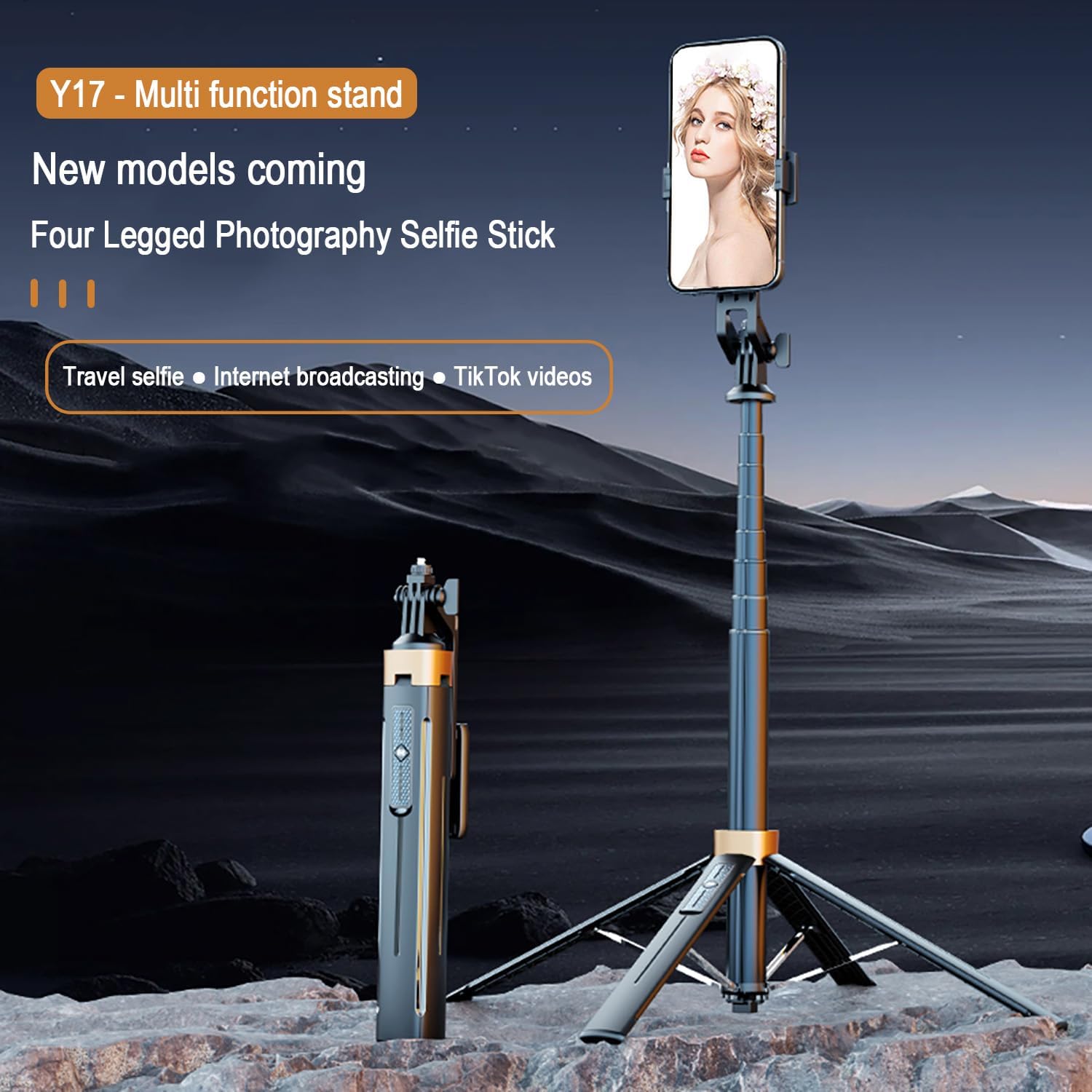 70" Foldable Bluetooth Quad-Pod Selfie Stand