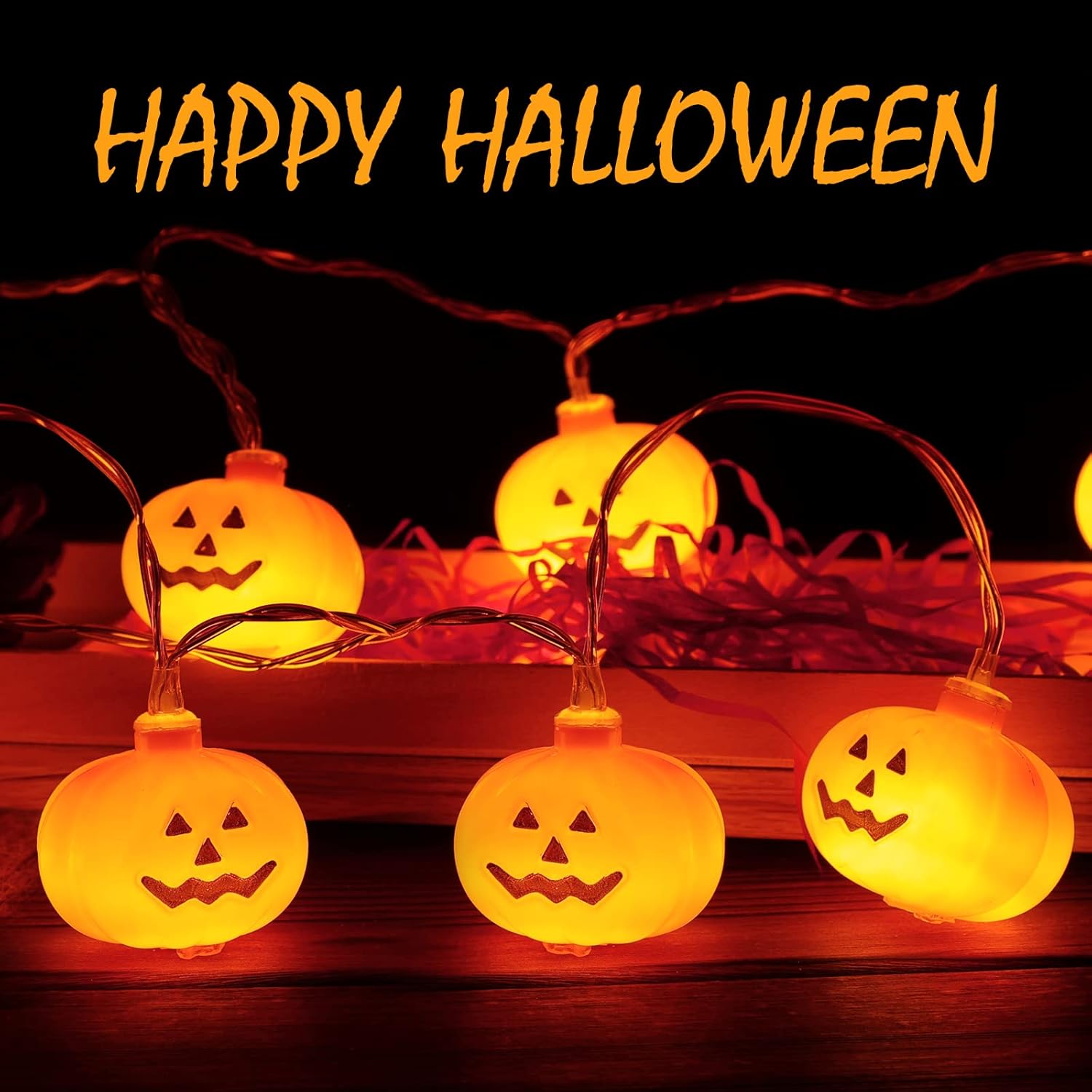 Halloween Pumpkin String Lights 3M 20 LED Battery Operated Waterproof