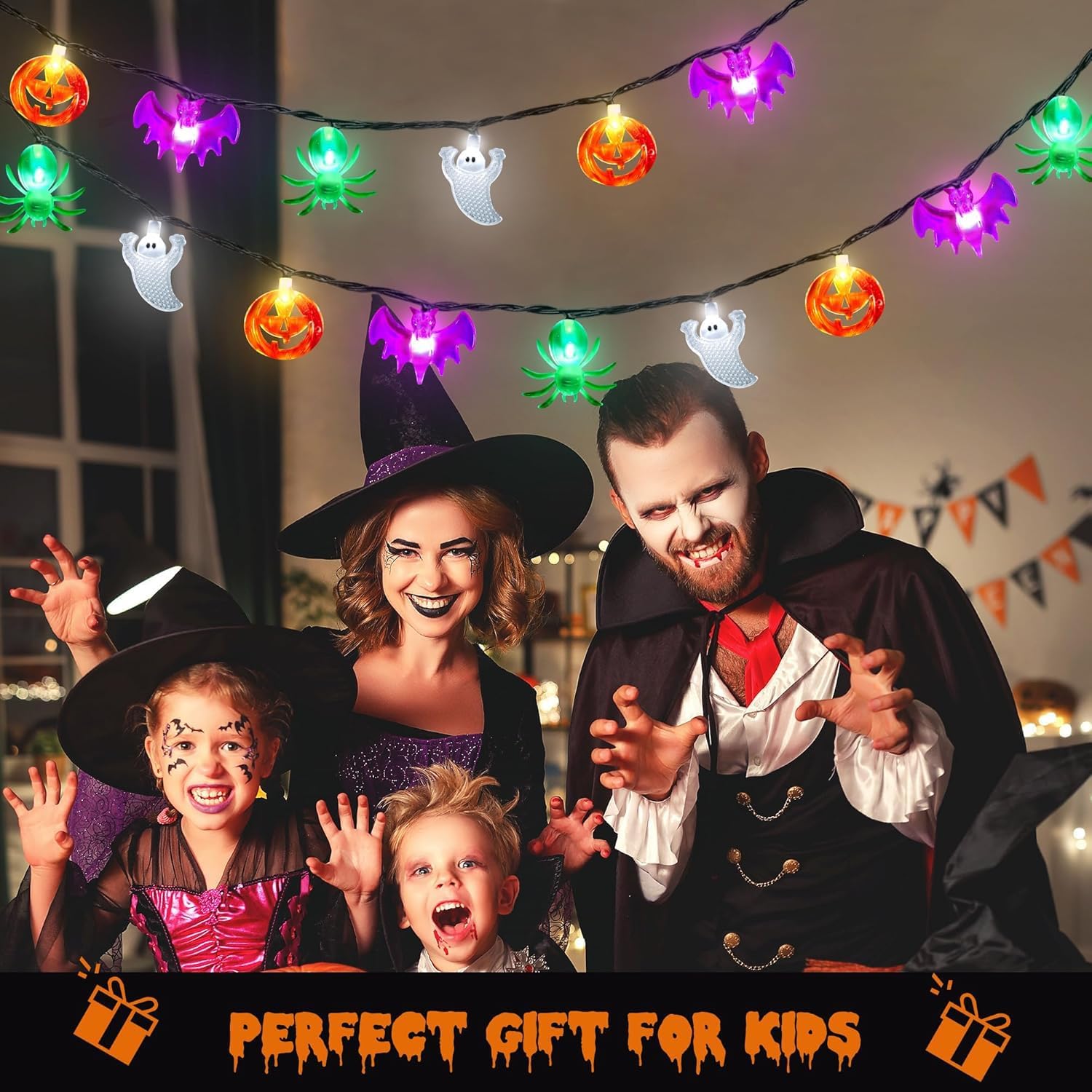 Halloween Pumpkin Lantern String Lights 20 LED Battery Powered 3M