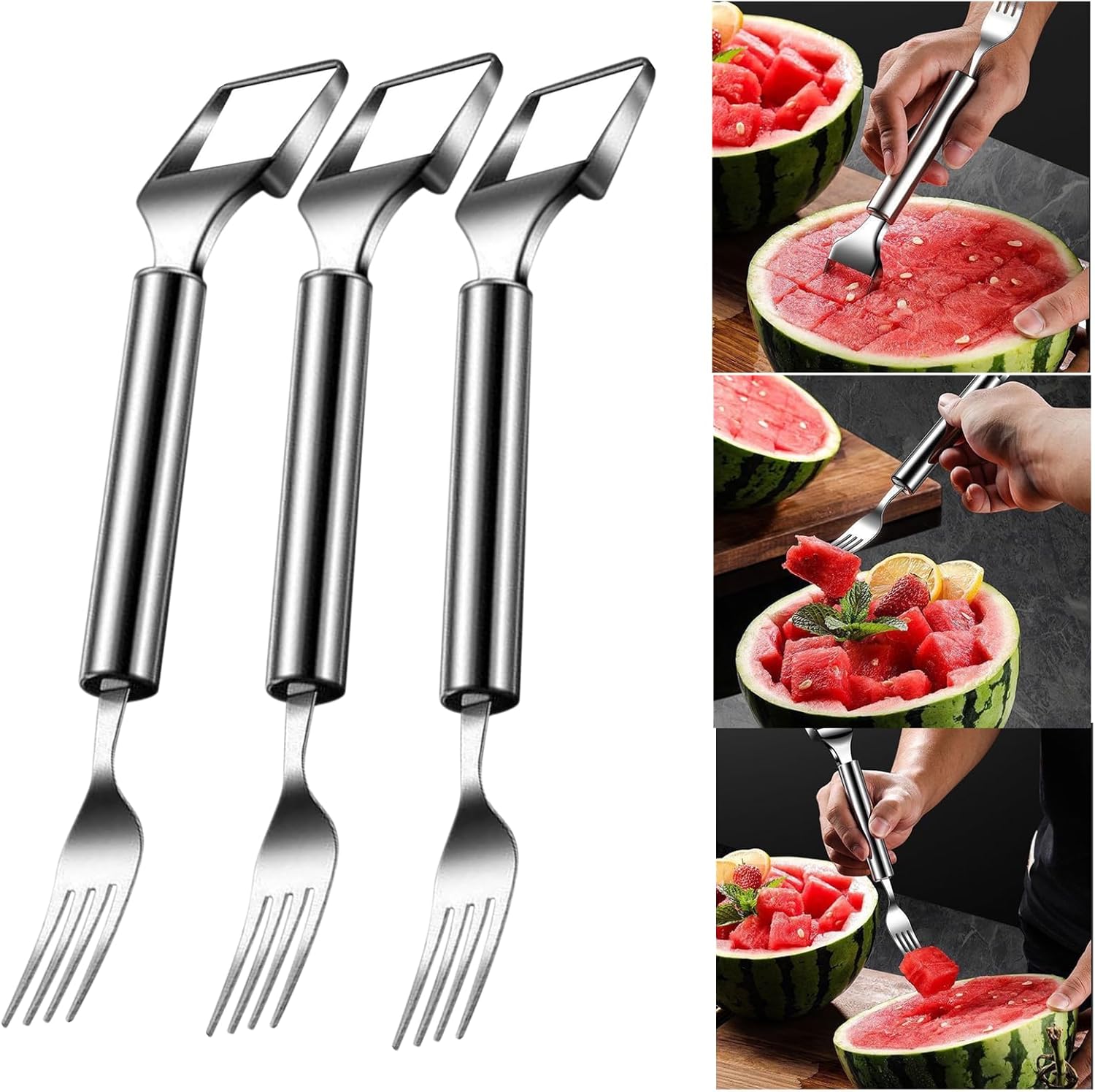 2-in-1 Stainless Steel Watermelon Fork Slicer