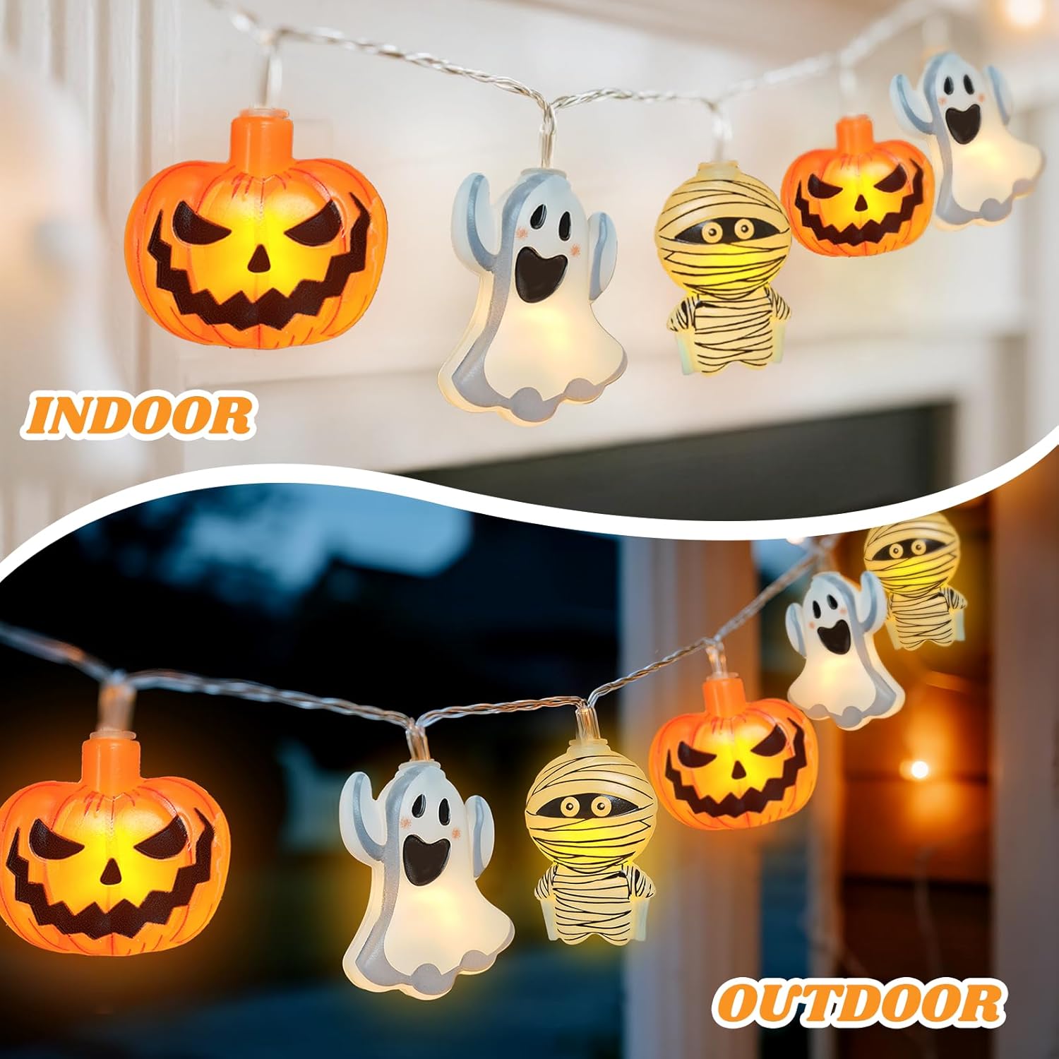 Halloween Decoration String Lights Outdoor Pumpkin Ghost with Remote