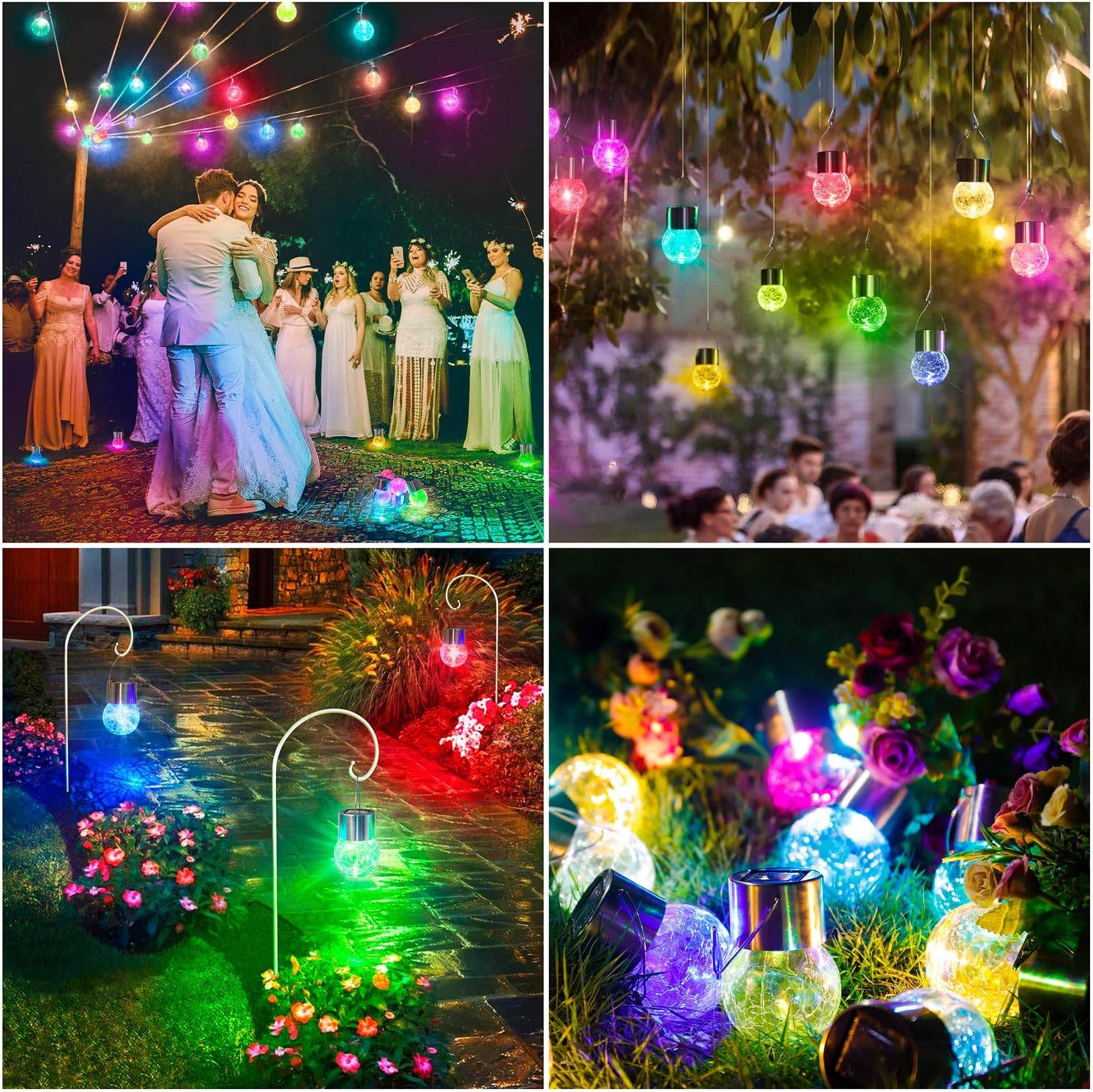 Multicolor Crackle Glass Hanging Solar Light