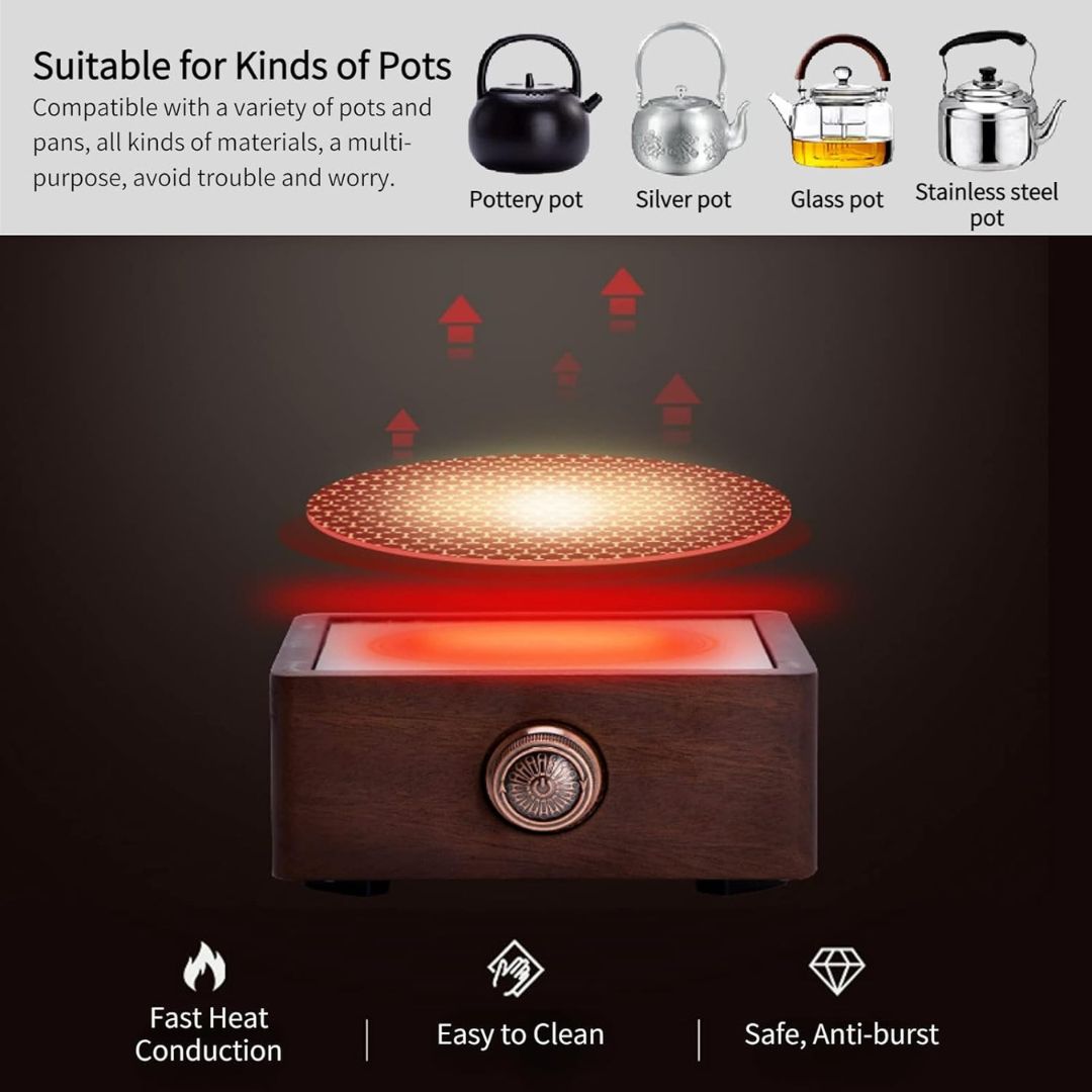 Walnut Adjustable Electronic Tea Stove Heater