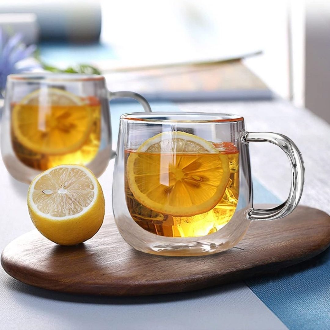 Double Wall Glass Coffee Mugs Set