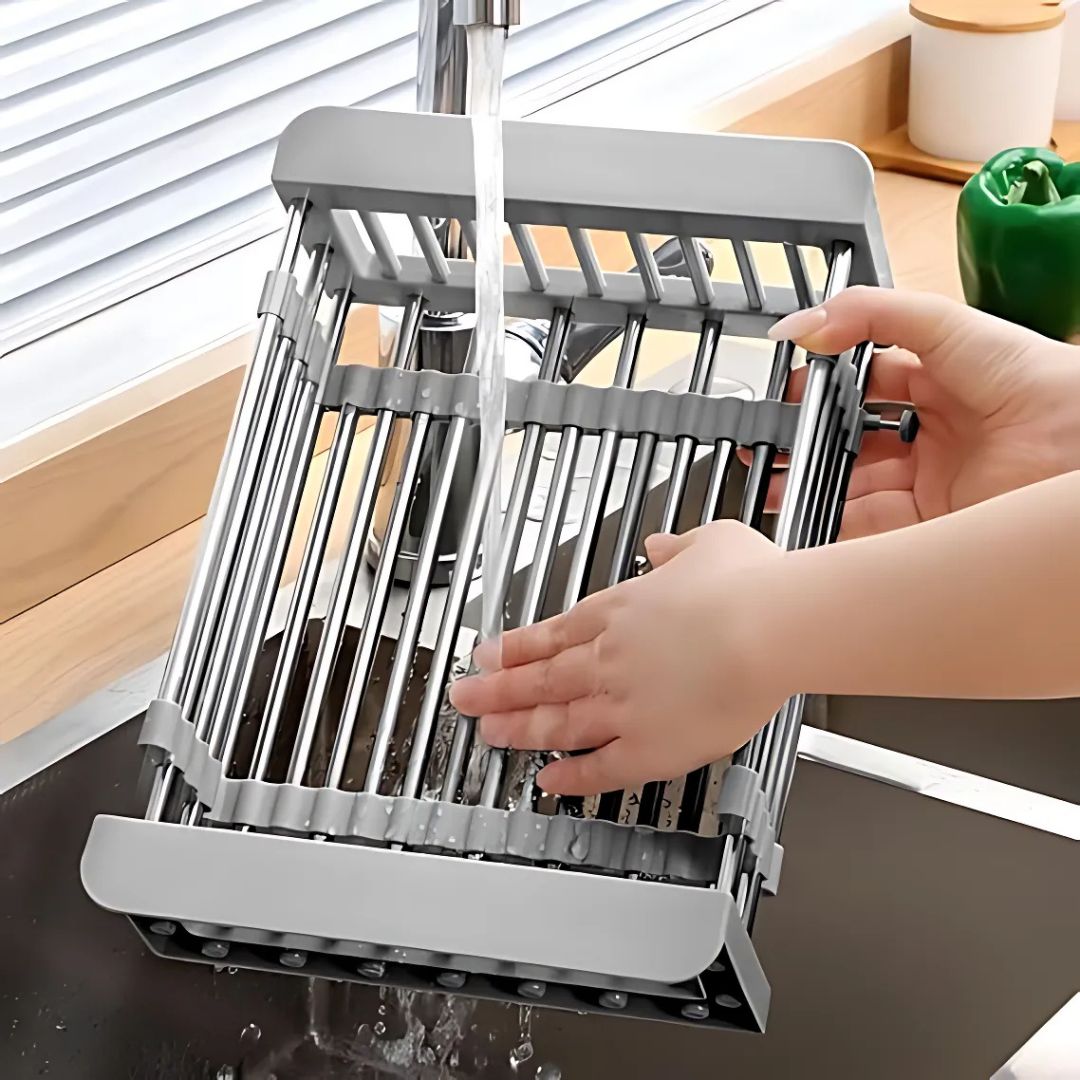Retractable Over-the-Sink Dish Drying Rack