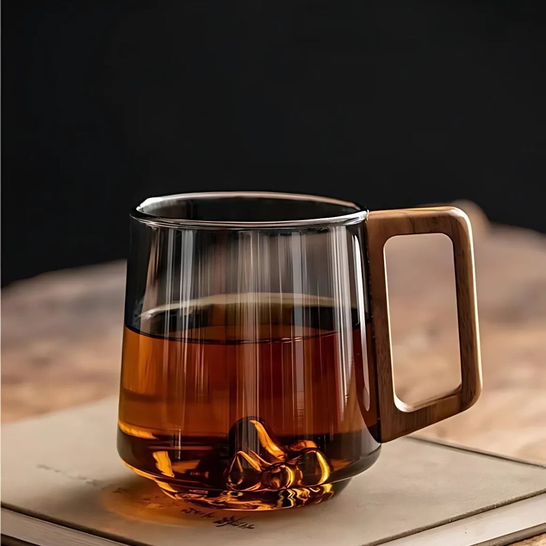 Guanshan Glass Cup with Wooden Handle