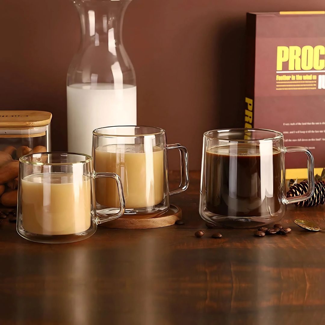 Double Wall Hand-Blown Glass Mugs