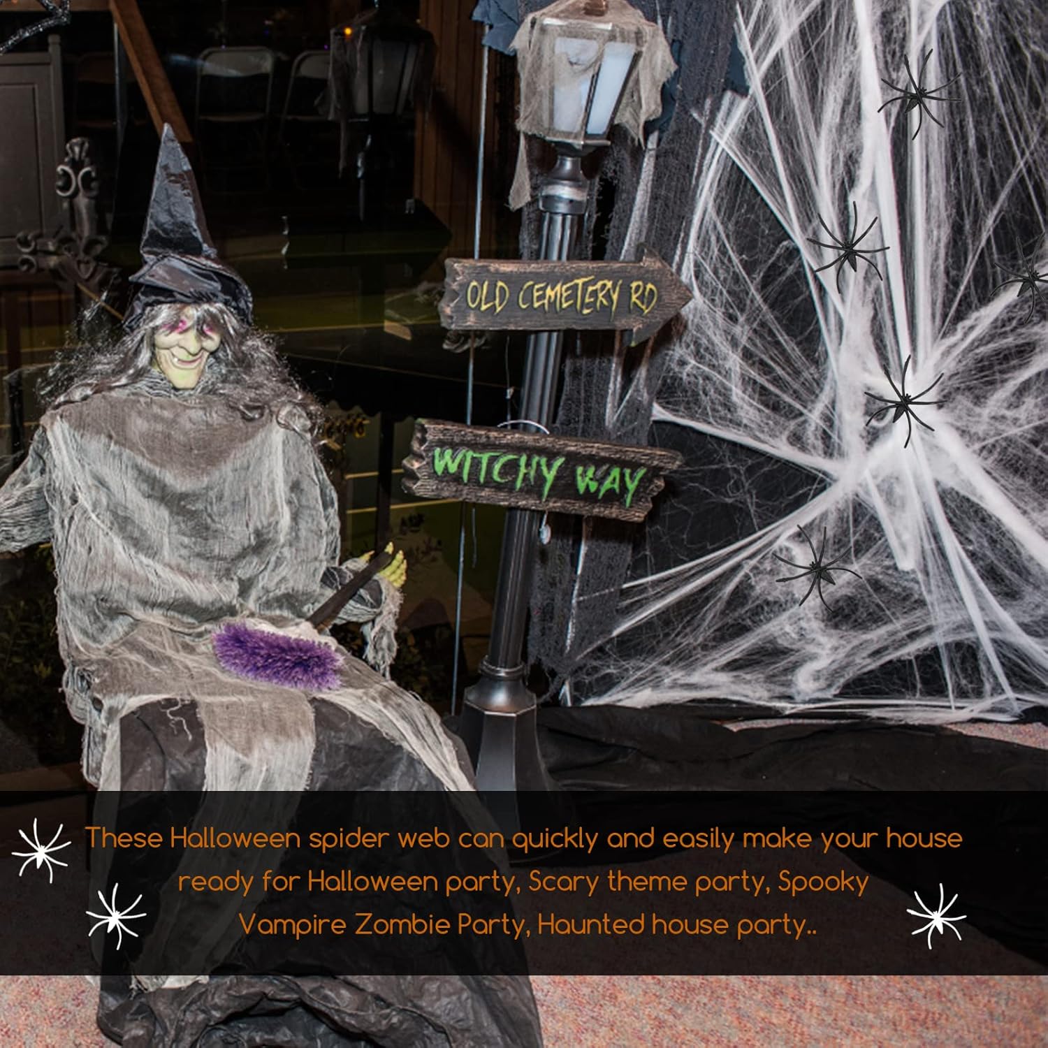 60g Halloween Spider Web Decoration with 30 Fake Spiders for Indoor Outdoor