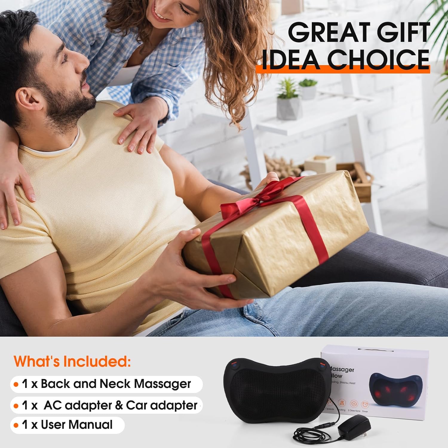 Neck Back Massager Pillow with Heat