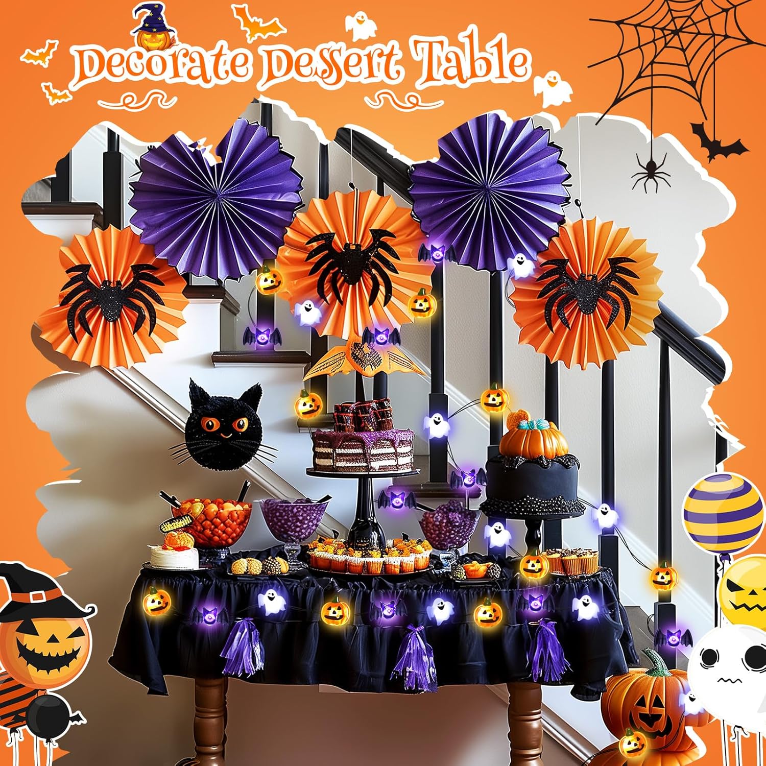 Halloween String Lights 30 LED Pumpkin Bat Ghost Battery Operated