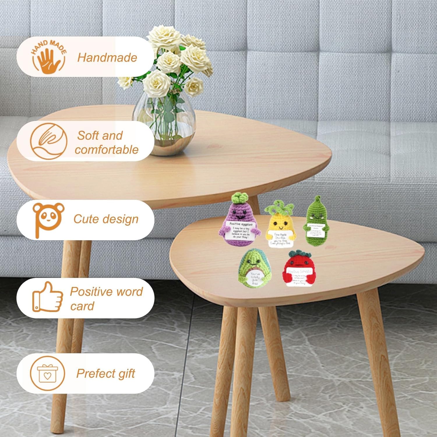 Crochet Positive Fruit,5 Pcs Funny Positive Fruit