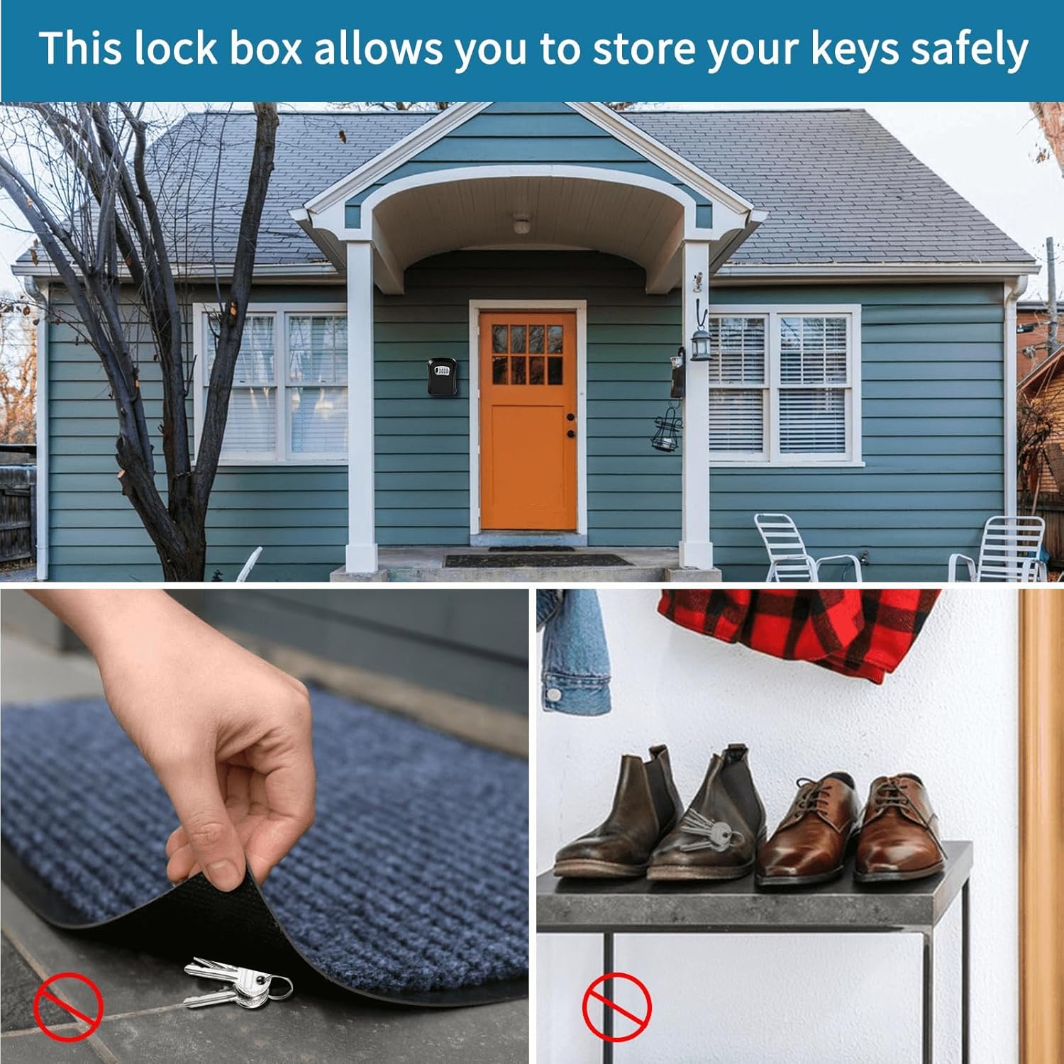 Key Safe Wall Mounted-Key Lock Box with 4 Digit Combination