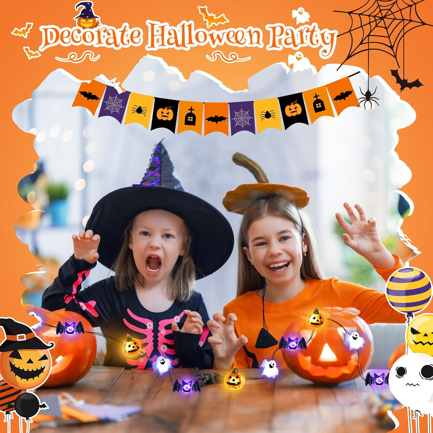 Halloween String Lights 30 LED Pumpkin Bat Ghost Battery Operated