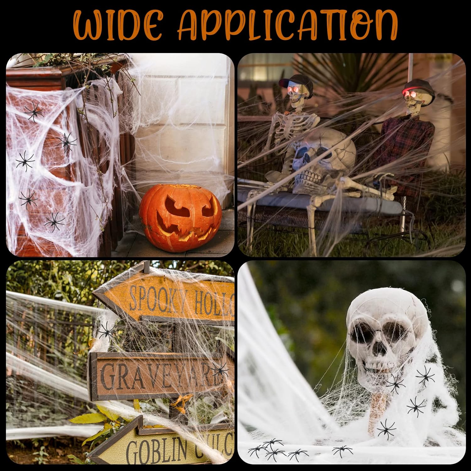 60g Halloween Spider Web Decoration with 30 Fake Spiders for Indoor Outdoor