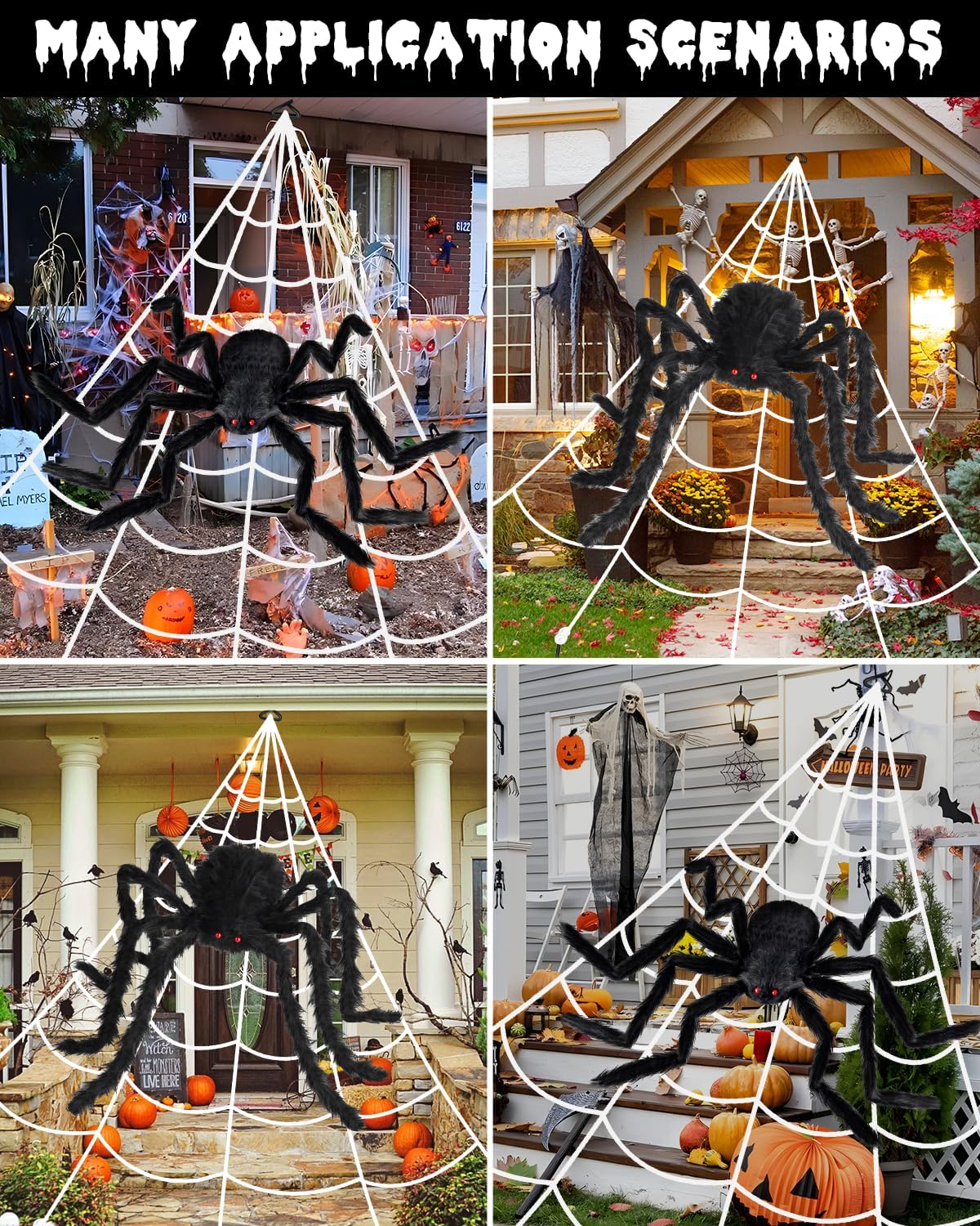 Spider Web Lights Halloween Outdoor 250 LED with Giant 48" Spider