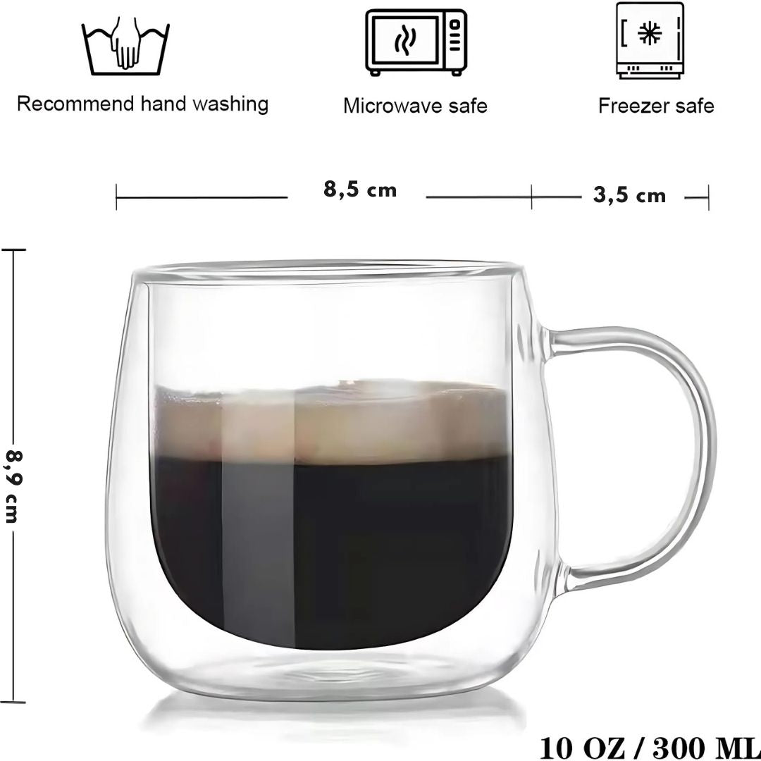 Double Wall Glass Coffee Mugs Set