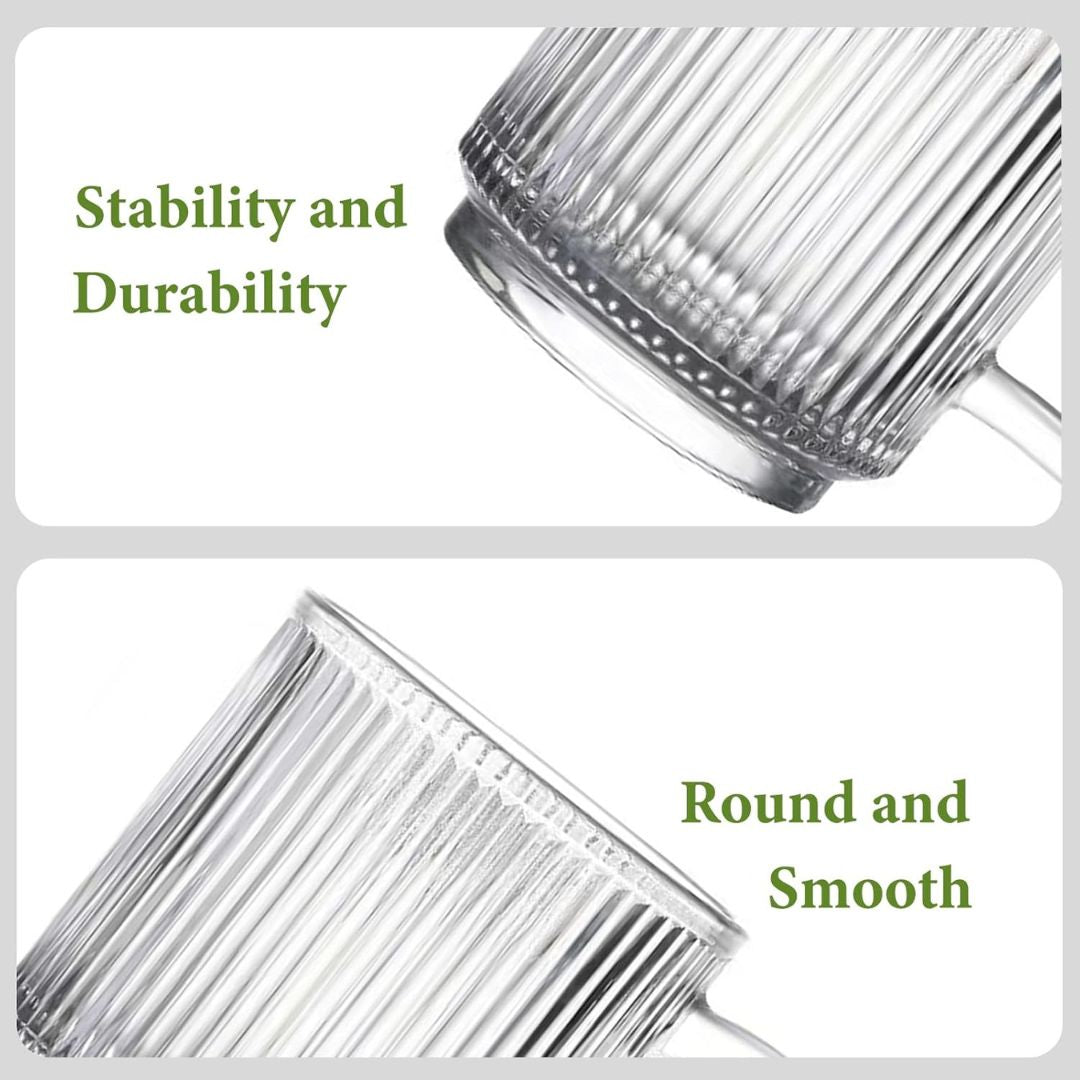 6 PACK Premium Glass Coffee Mugs with Handle