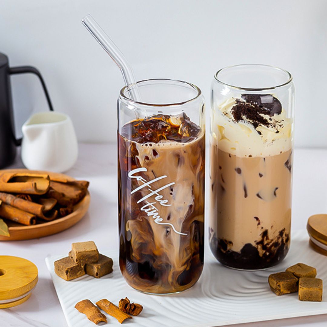 6 Pcs Can Shaped Glass Cups Beer & Ice Coffee Glasses