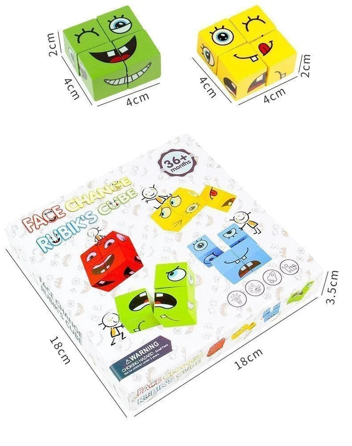 🎁2025 Parent-child Interactive Games Face-Changing Magic Cube Building Blocks