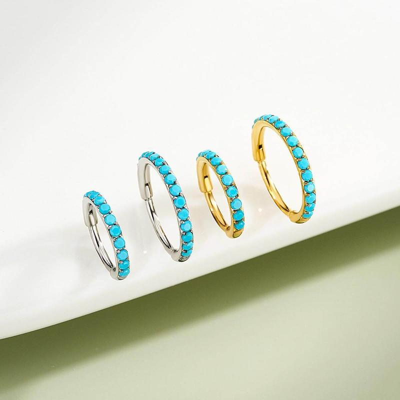 Turquoise Accent Hinged Nose Ring