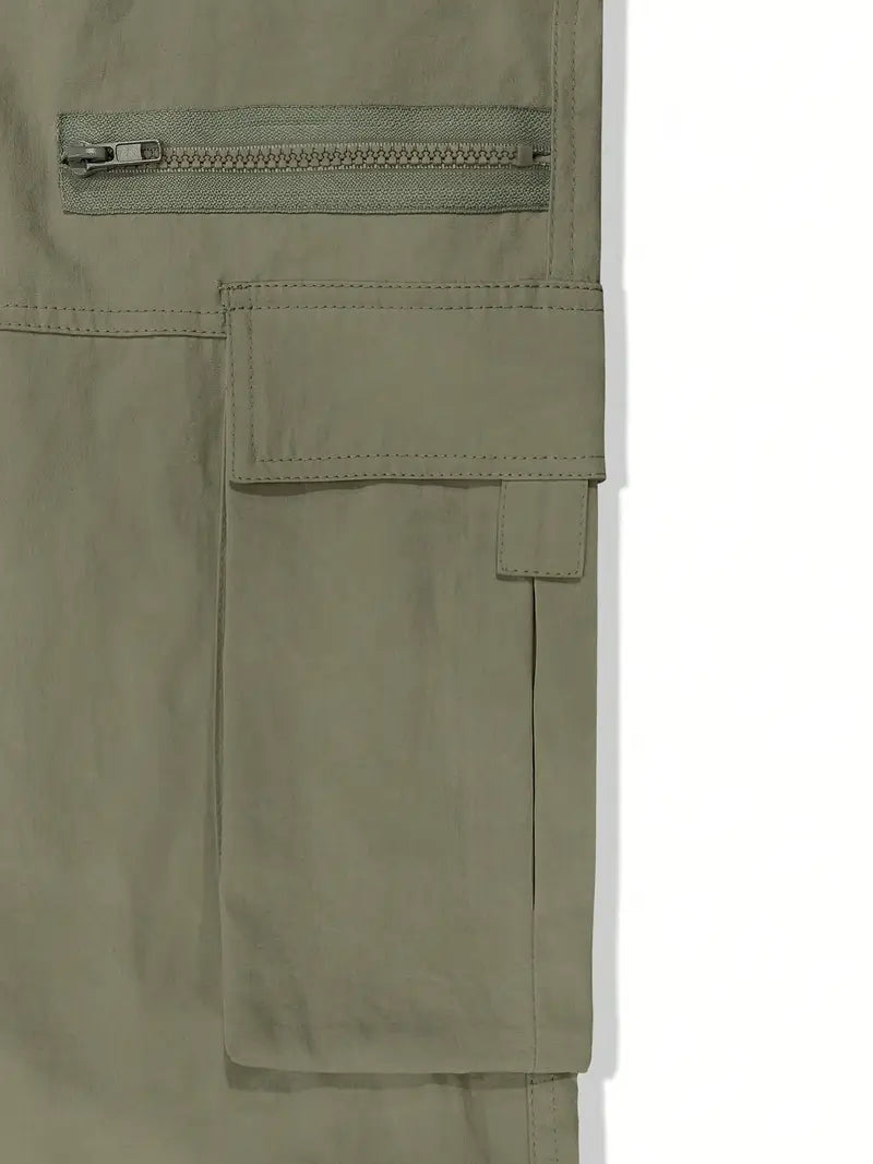 Men's fashionable drawstring flip flap pocket casual pants