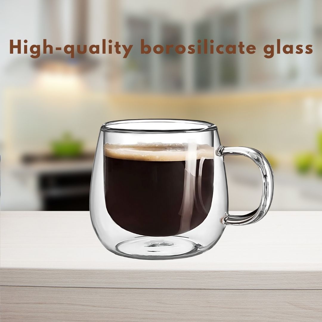 Double Wall Glass Coffee Mugs Set