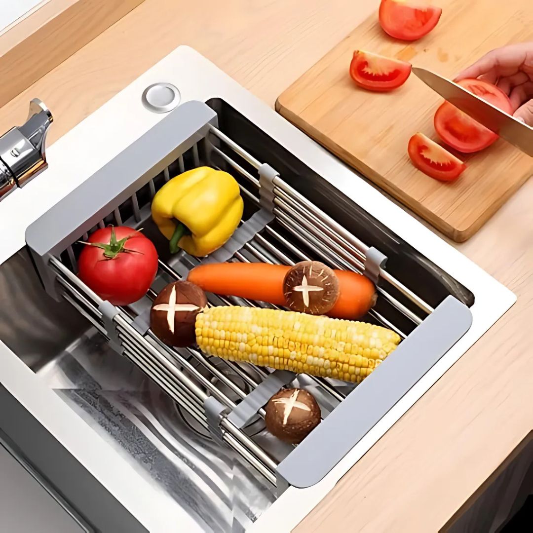Retractable Over-the-Sink Dish Drying Rack