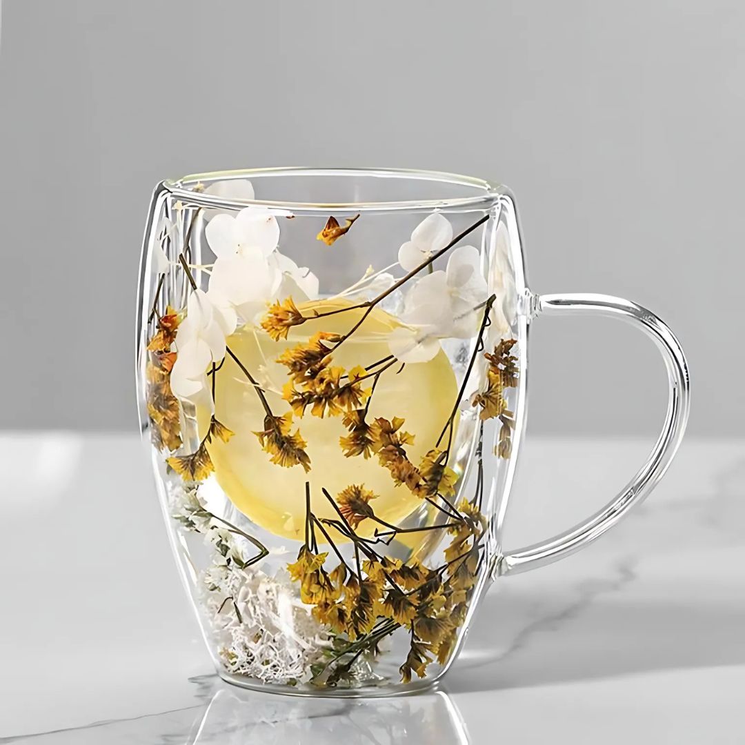 Coffee Mug with Dried Flowers
