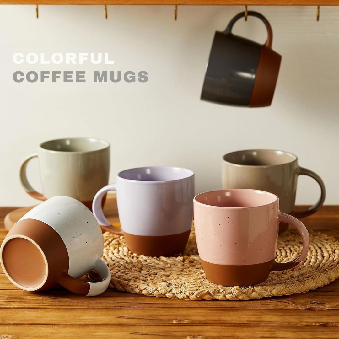 Colorful Ceramic Coffee Mugs Set of 6