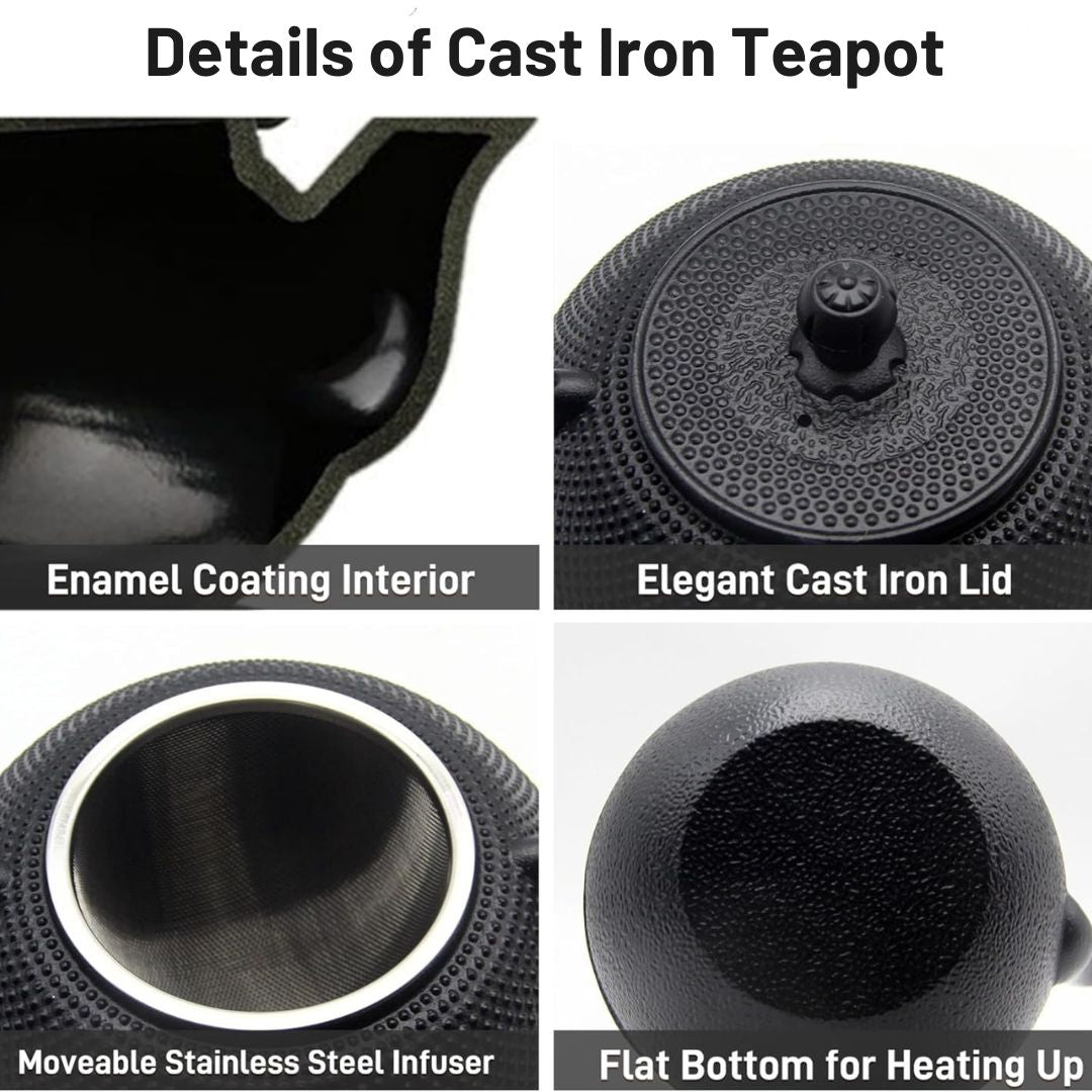 Black Dotted Cast Iron Tea Set