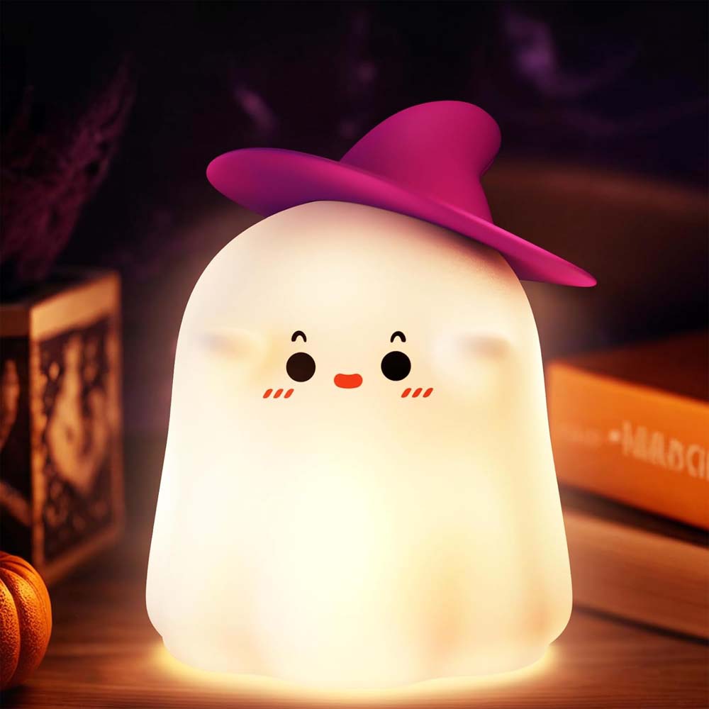 Kids Baby Night Light Rechargeable 7 Colors Ghost Lamp with Timer