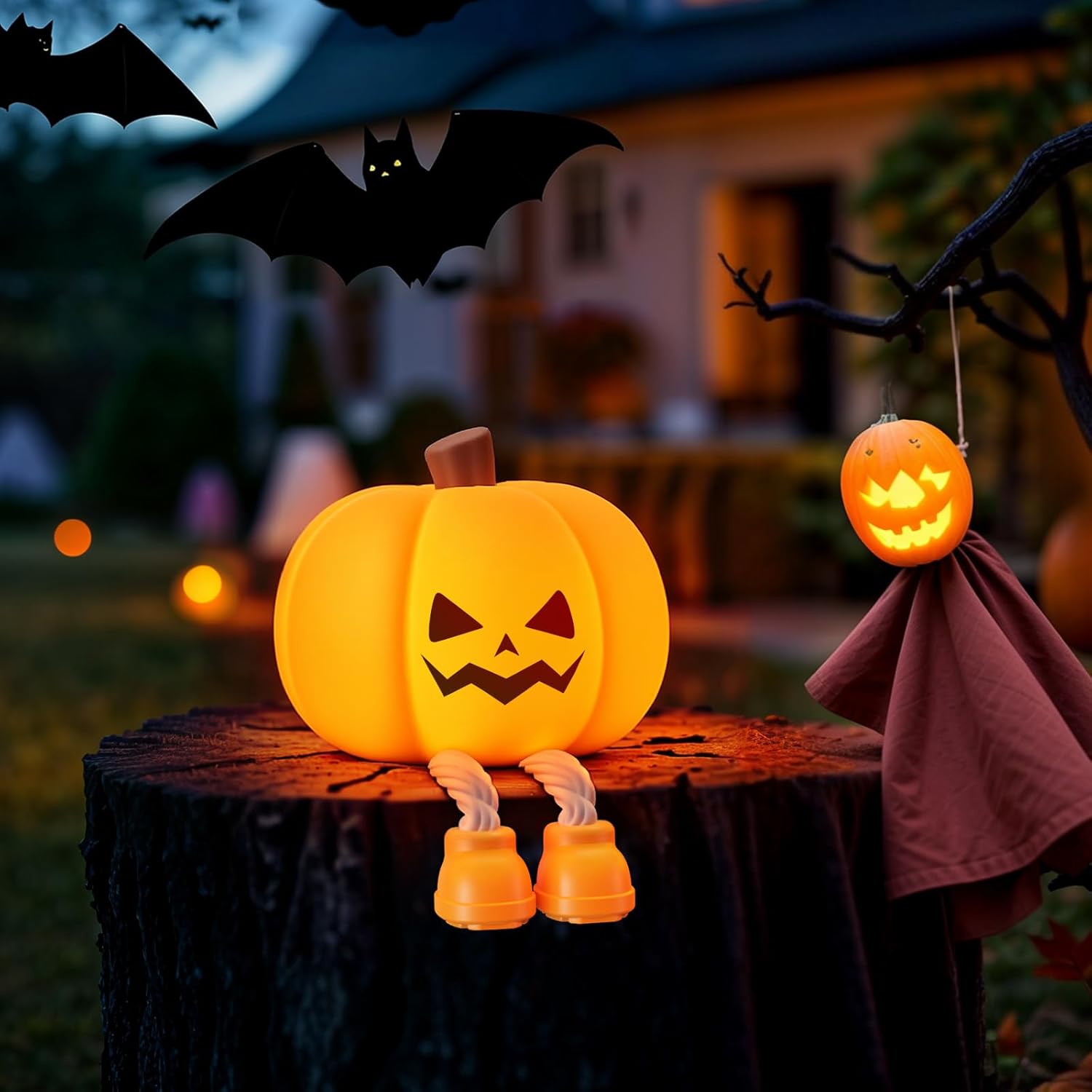 Kids Pumpkin Silicone Night Light Rechargeable Safe Halloween Room Decor