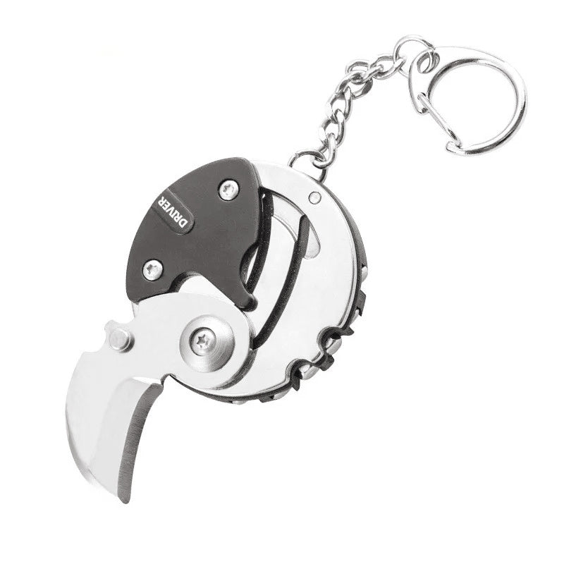 Coin-shape Multifunctional Folding Knife Keychain Outdoor EDC Tool
