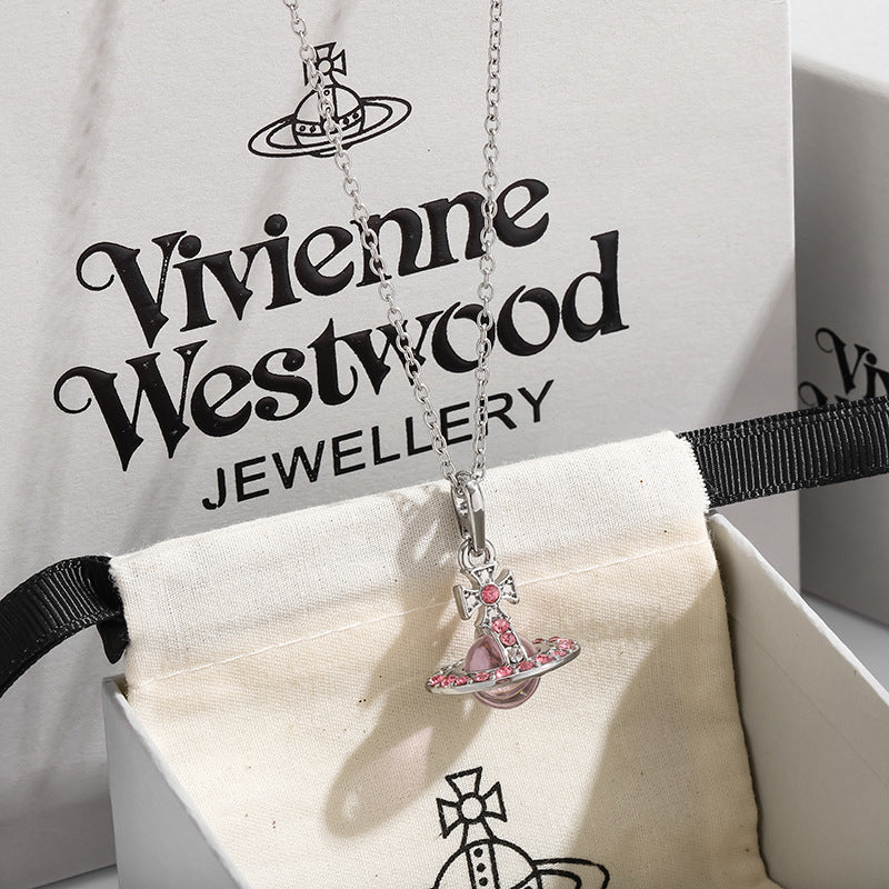 Saturn 3D Crystal Necklace – Stunning & Adjustable Pendant